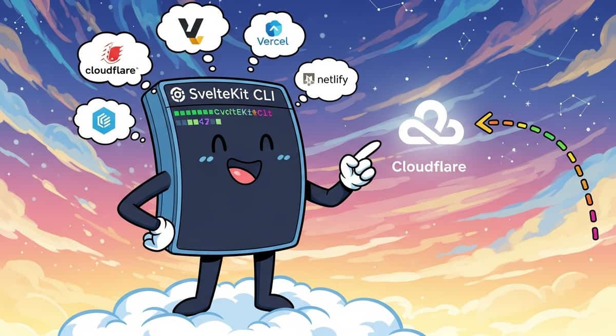 SvelteKit CLI showing automatic Cloudflare adapter selection