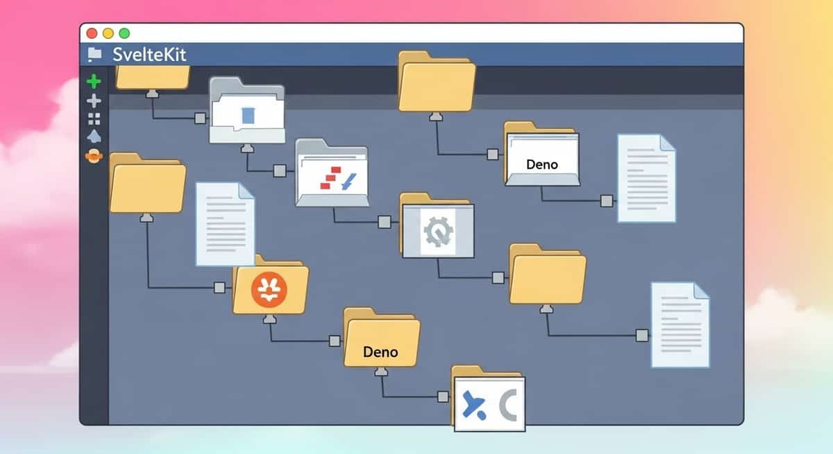 Screenshot showing SvelteKit project structure with Deno configuration files