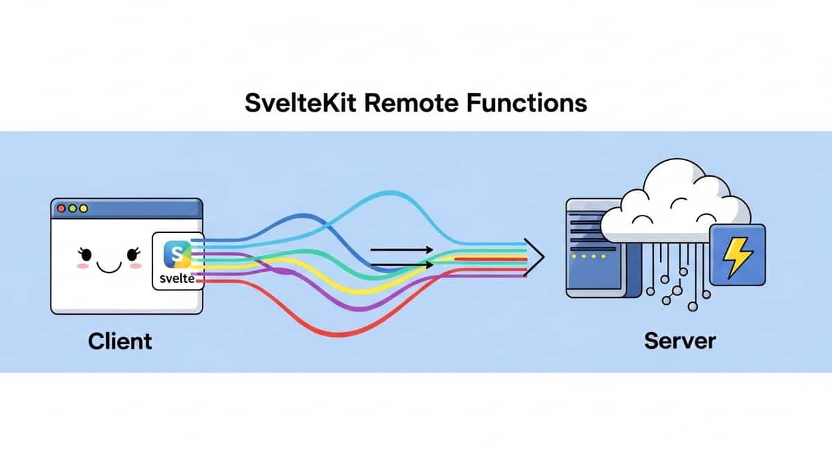 SvelteKit Remote Functions architecture showing client-server communication flow