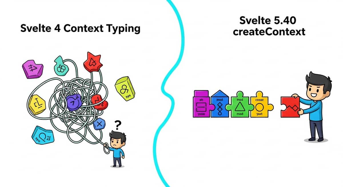 Comparison of Svelte 4 context typing versus Svelte 5.40 createContext