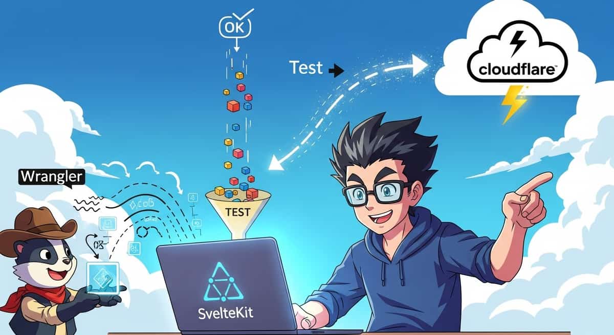 SvelteKit deployment flow to Cloudflare: local dev with wrangler, test, then deploy