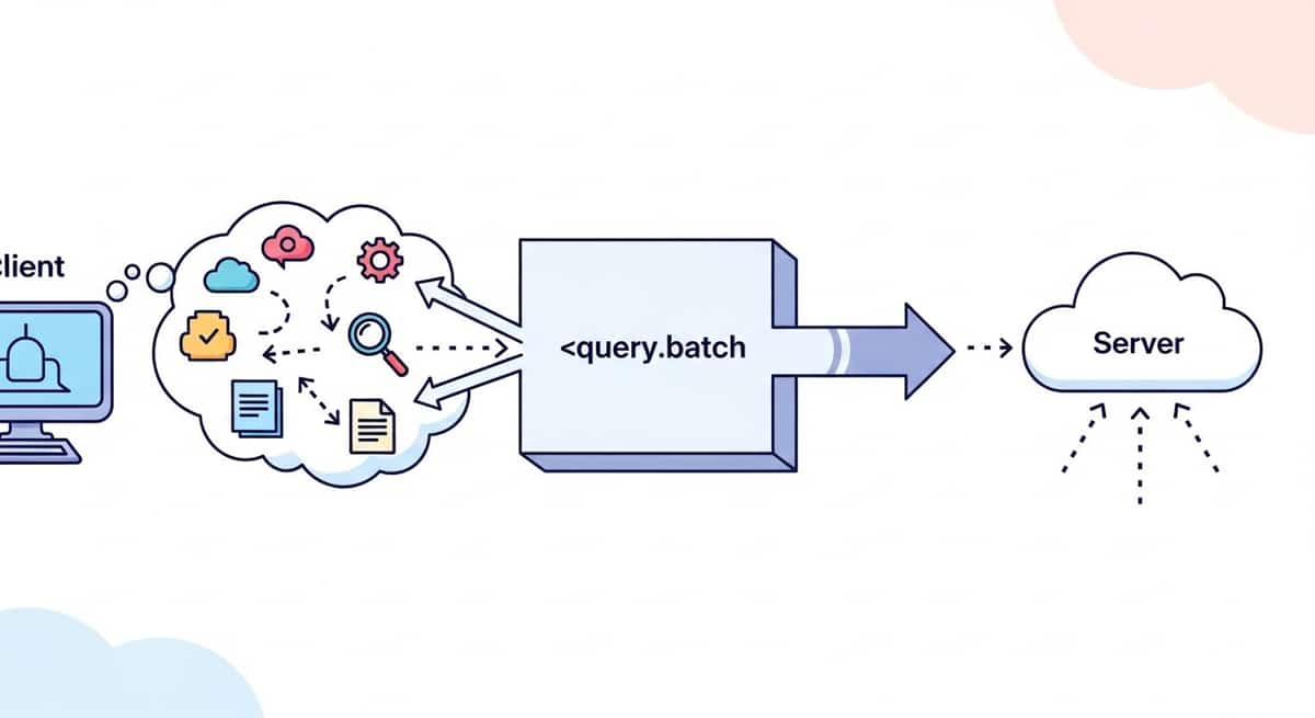 A diagram showing how query.batch combines multiple async calls into one HTTP request